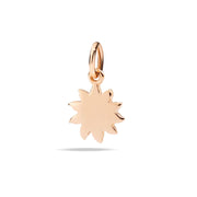 Ciondolo sole in oro rosa 9K, dettaglio lucido e design a raggi solari.